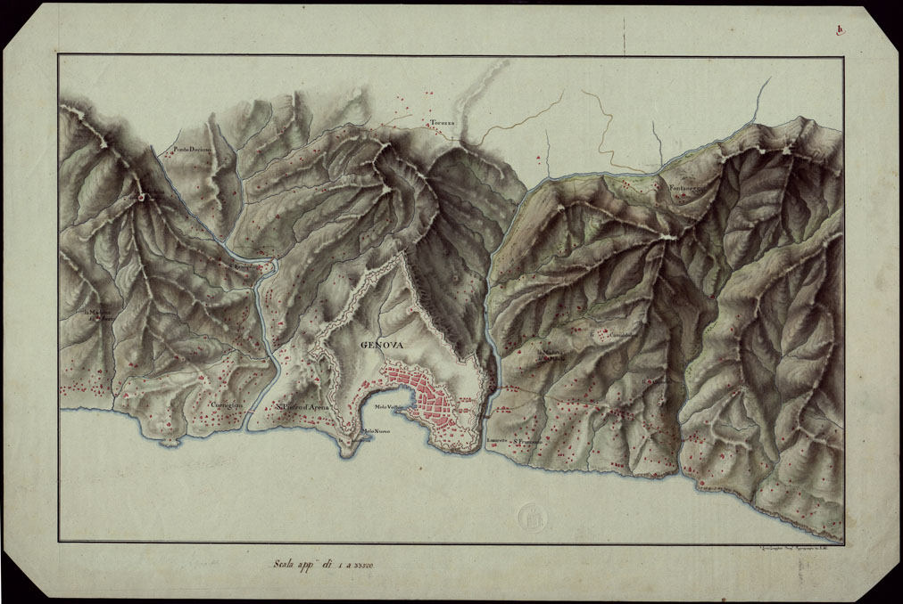 (N:10373) GENOVA E DINTORNI. (CA002980) Carte e stampe antiche: riproduzione a colori su carta (formato A1)