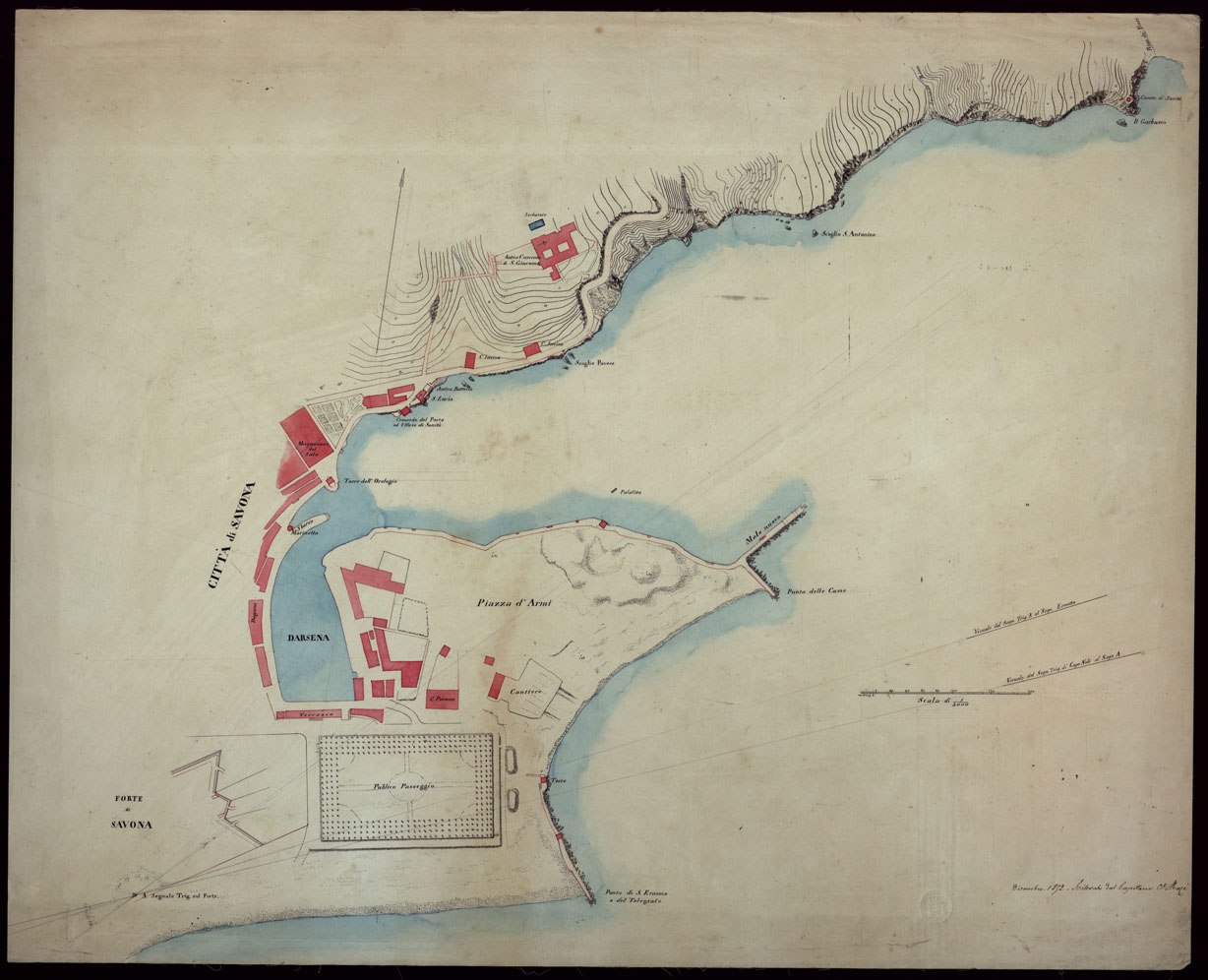 (N:13289) PIANO DELLA CITTA' E CITTADELLA DI SAVONA (CA002998) Carte e stampe antiche: riproduzione a colori su carta (formato A1)