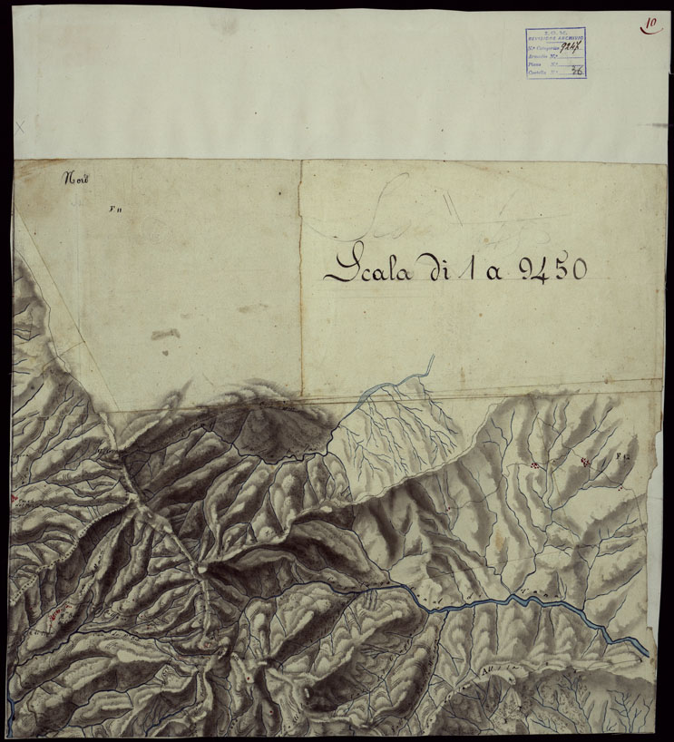 (N:188) RILIEVI TOPOGRAFICI ALLA SCALA DI 1 a 9.450 ABBRACCIANTI LA PARTE DI TERRITORIO BAGNATO DAI FIUMI MAGRA E VARA CHE FORMAVA PARTE DEL CONFINE ORIENTALE DEGLI EX STATI SARDI - FOGLIO 10 (CA003019) Carte e stampe antiche: riproduzione a colori su carta (formato A1)