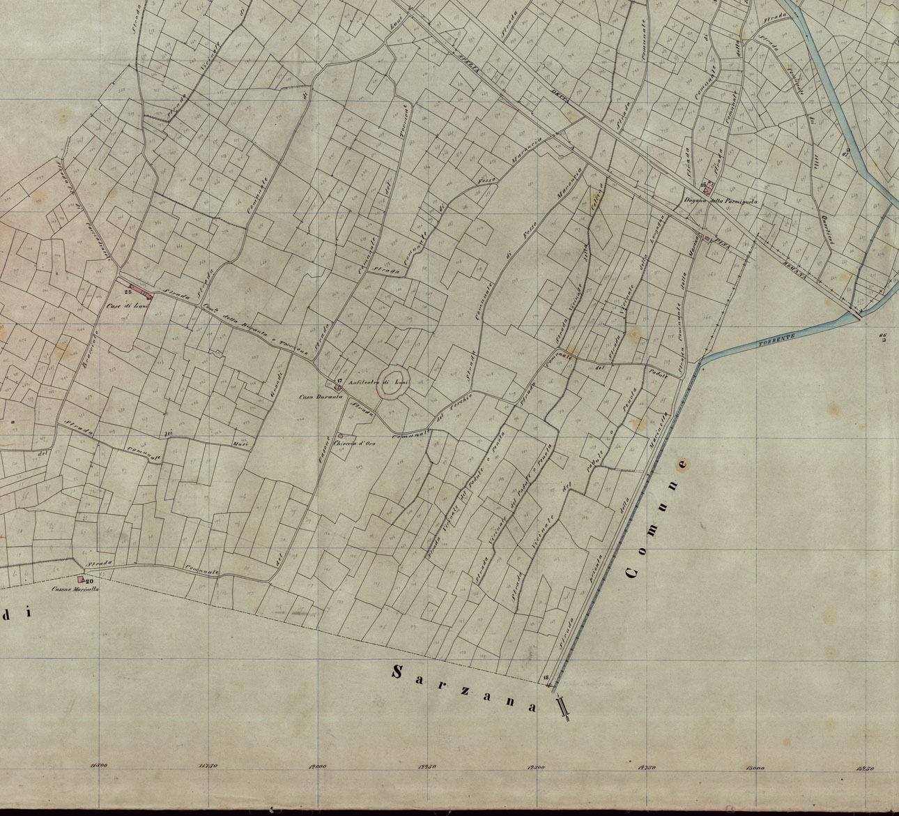 (N:12113) MAPPA ORIGINALE DEL COMUNE DI ORTONOVO - FOGLIO 3 (CA003047, CA003048, CA003049, CA003050, CA003051, CA003052) Carte e stampe antiche: riproduzione a colori su carta (formato A1)