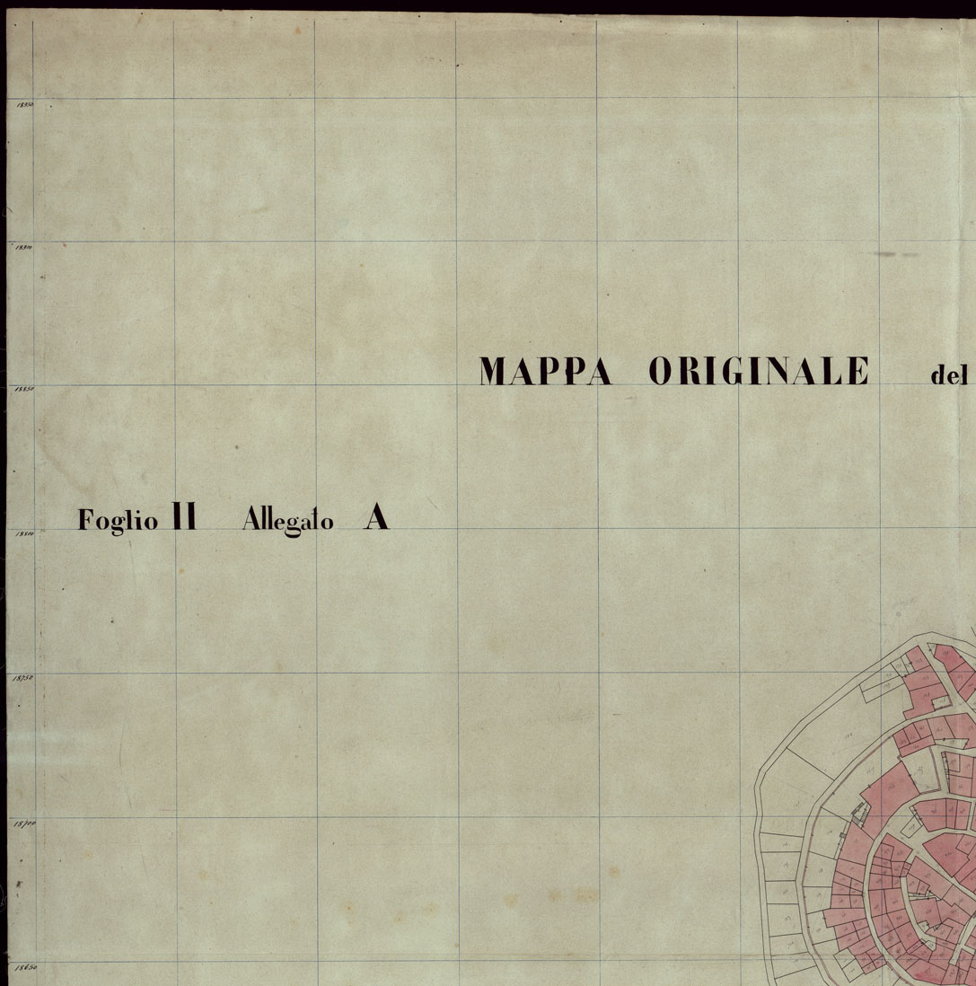 (N:12118) MAPPA ORIGINALE DEL COMUNE DI ORTONOVO - FOGLIO 2 ALLEGATO A -  ABITATO DI ORTONOVO (CA003053, CA003054, CA003055, CA003056) Carte e stampe antiche: riproduzione a colori su carta (formato A1)