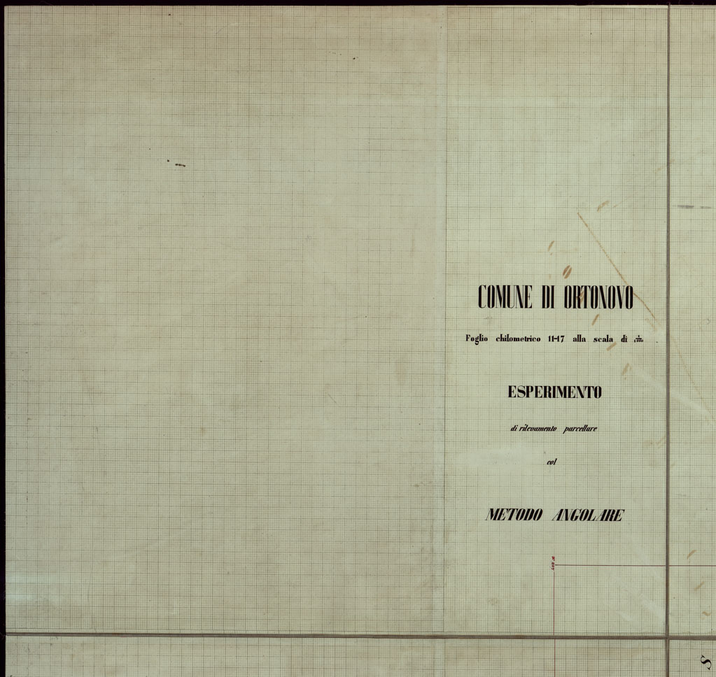 (N:12115) COMUNE DI ORTONOVO - FOGLIO CHILOMETRICO 11-15 ALLA SCALA DI 1 1.000 ESPERIMENTO DI RILEVAMENTO PARCELLARE COL METODO ANGOLARE. (CA003066, CA003067, CA003068, CA003069) Carte e stampe antiche: riproduzione a colori su carta (formato A1)