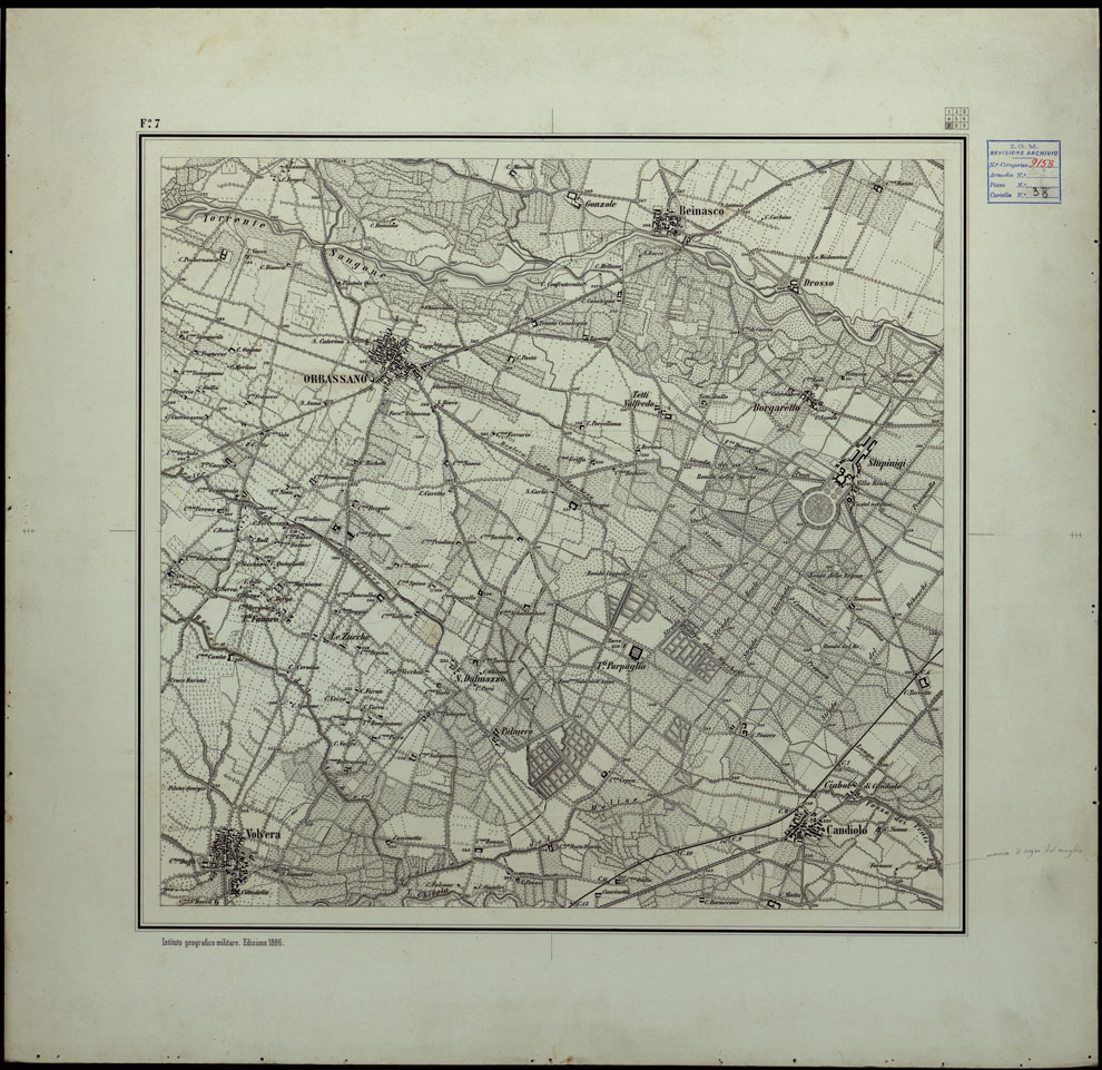 (N:23863) DINTORNI DI TORINO - Foglio 7 (CA003163) Carte e stampe antiche: riproduzione a colori su carta (formato A1)