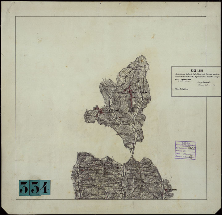 (N:23870) MONTEMAGNO - FOGLIO 69 I.N.O. (CA003170) Carte e stampe antiche: riproduzione a colori su carta (formato A1)