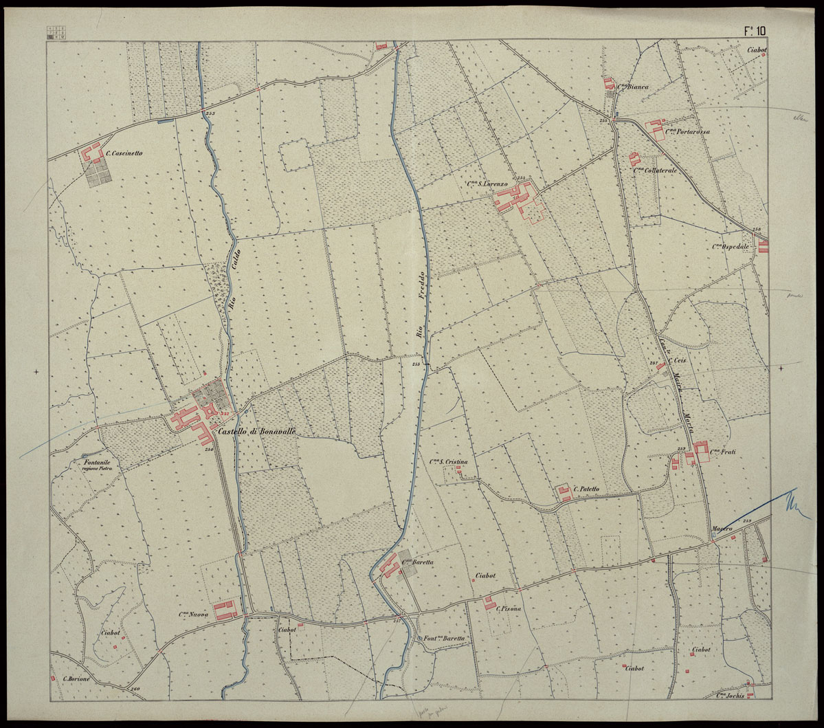 (N:23904) CARTA DEI DINTORNI DI RACCONIGI - FOGLIO 10 (CA003205) Carte e stampe antiche: riproduzione a colori su carta (formato A1)