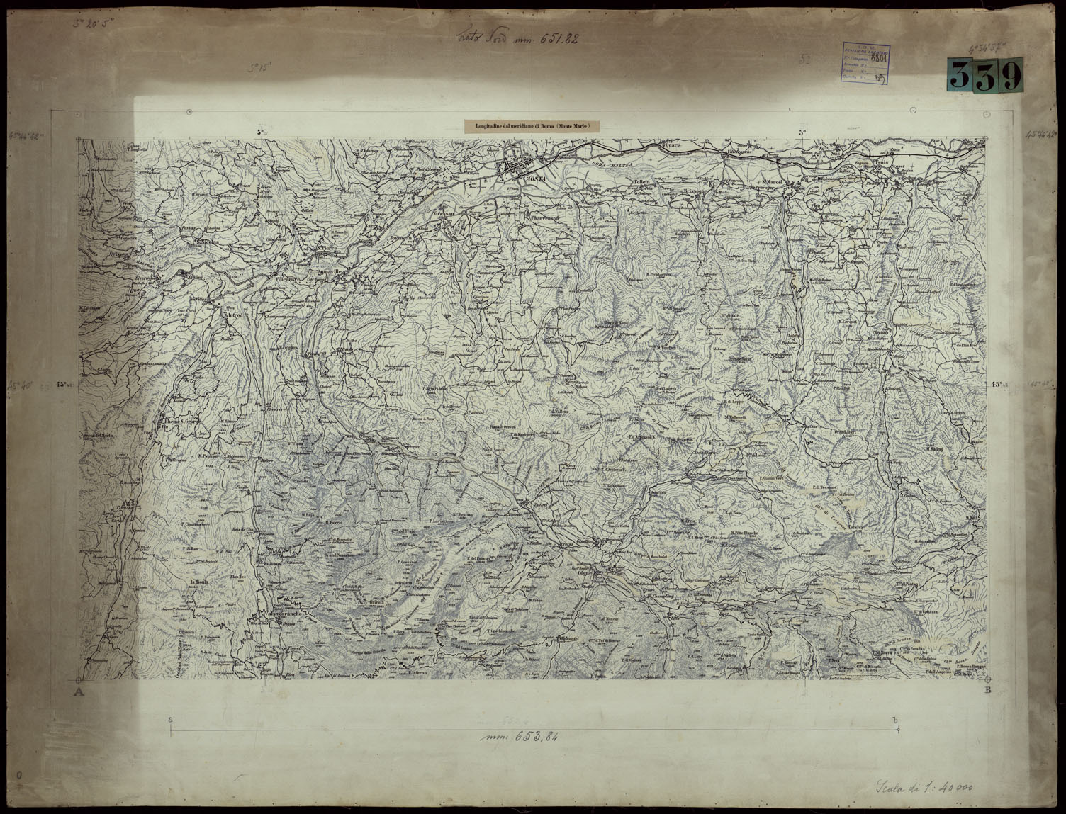 (N:23908) AOSTA - NERO (CA003208) Carte e stampe antiche: riproduzione a colori su carta (formato A1)