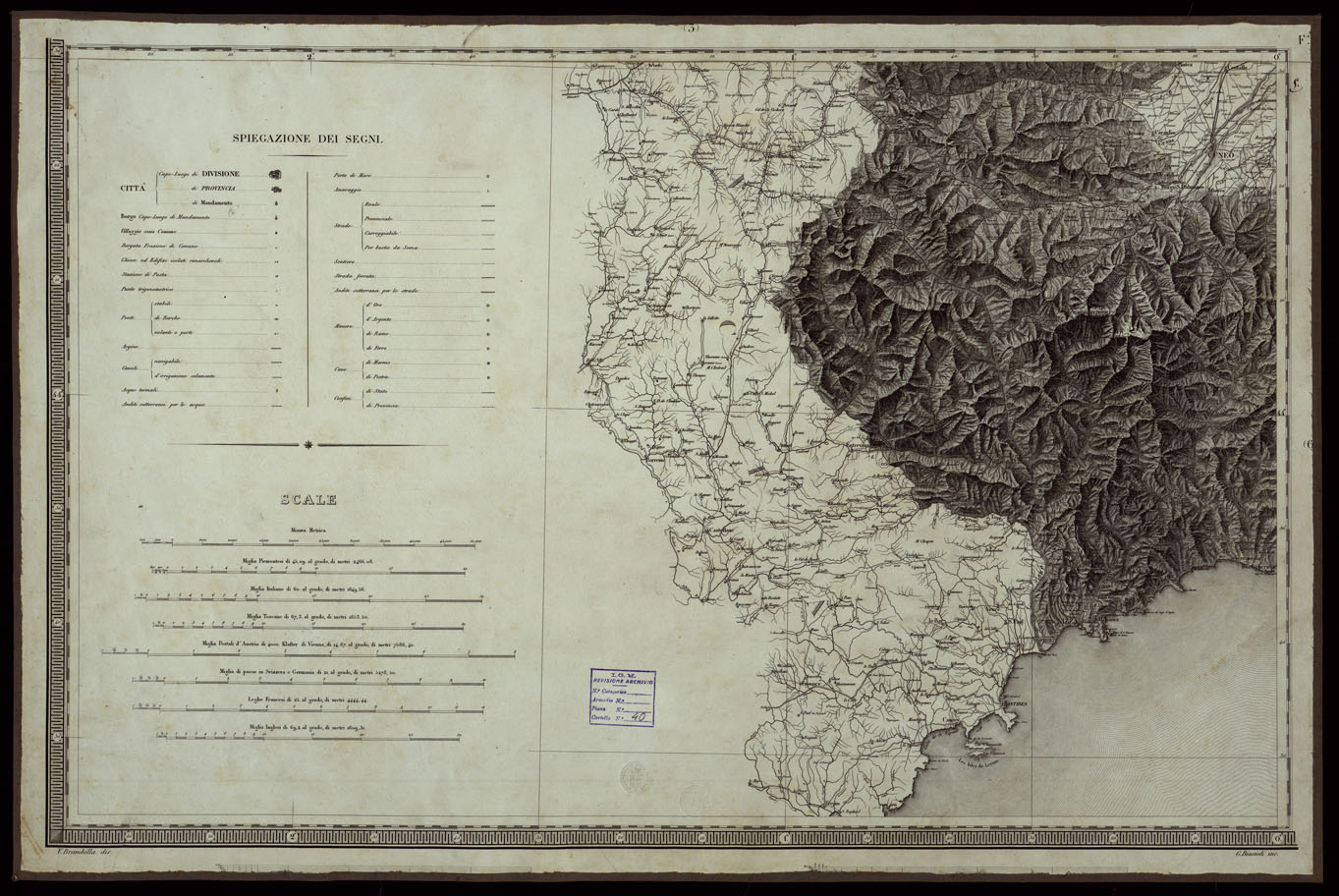 (N:24129) CARTA DEGLI STATI DI SUA MAESTA' SARDA IN TERRAFERMA OPERA DEL REAL CORPO DI STATO MAGGIORE GENERALE INCISA E PUBBLICATA - FOGLIO V. (CA003258) Carte e stampe antiche: riproduzione a colori su carta (formato A1)