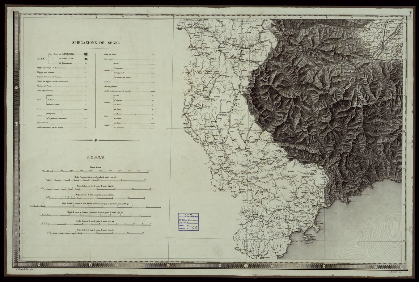 (N:24140) CARTA DEGLI STATI DI SUA MAESTA' SARDA IN TERRAFERMA OPERA DEL REAL CORPO DI STATO MAGGIORE GENERALE INCISA E PUBBLICATA - FOGLIO V. (CA003264) Carte e stampe antiche: riproduzione a colori su carta (formato A1)