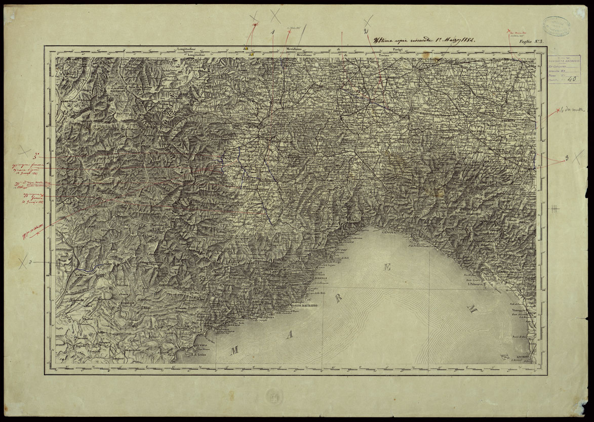 (N:24206) CARTA COROGRAFICA DELL'ITALIA SUPERIORE E CENTRALE ALLA SCALA DI 1 A 600.000 PUBBLICATA DALL'UFFICIO SUPERIORE DI STATO MAGGIORE - FOGLIO 3 (CA003301) Carte e stampe antiche: riproduzione a colori su carta (formato A1)