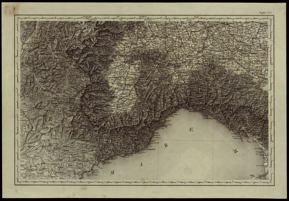 (N:24211) CARTA COROGRAFICA DELL'ITALIA SUPERIORE E CENTRALE ALLA SCALA DI 1 A 600.000 PUBBLICATA DALL'UFFICIO SUPERIORE DI STATO MAGGIORE - FOGLIO 3 (CA003307) Carte e stampe antiche: riproduzione a colori su carta (formato A1)