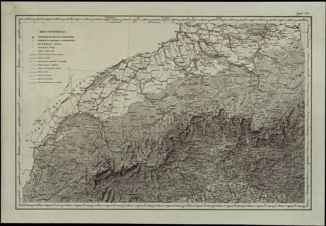 (N:24230) CARTA COROGRAFICA DELL'ITALIA SUPERIORE E CENTRALE ALLA SCALA DI 1 A 600.000 PUBBLICATA DALL'UFFICIO SUPERIORE DI STATO MAGGIORE - FOGLIO 1 (CA003311) Carte e stampe antiche: riproduzione a colori su carta (formato A1)