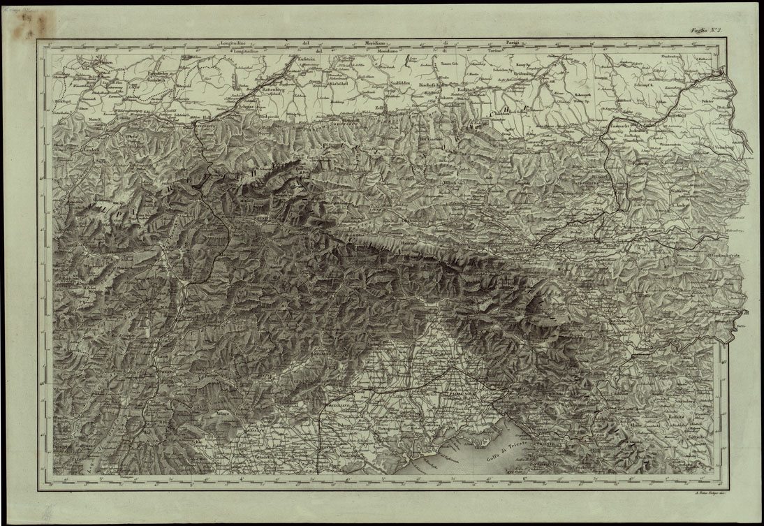 (N:24231) CARTA COROGRAFICA DELL'ITALIA SUPERIORE E CENTRALE ALLA SCALA DI 1 A 600.000 PUBBLICATA DALL'UFFICIO SUPERIORE DI STATO MAGGIORE - FOGLIO 2 (CA003312) Carte e stampe antiche: riproduzione a colori su carta (formato A1)
