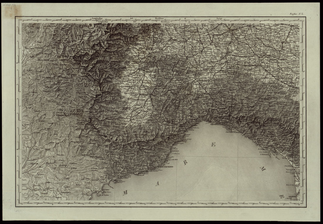 (N:24225) CARTA COROGRAFICA DELL'ITALIA SUPERIORE E CENTRALE ALLA SCALA DI 1 A 600.000 PUBBLICATA DALL'UFFICIO SUPERIORE DI STATO MAGGIORE - FOGLIO 3 (CA003313) Carte e stampe antiche: riproduzione a colori su carta (formato A1)