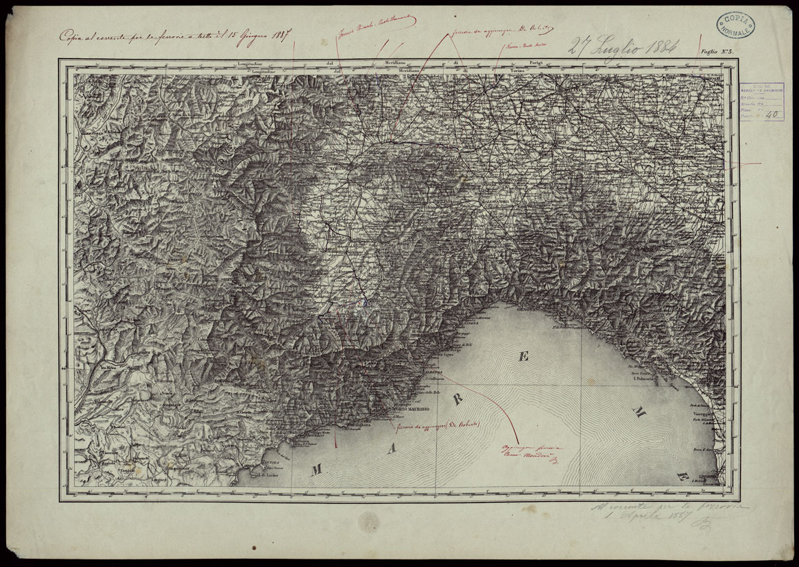 (N:24236) CARTA COROGRAFICA DELL'ITALIA SUPERIORE E CENTRALE ALLA SCALA DI 1 A 600.000 PUBBLICATA DALL'UFFICIO SUPERIORE DI STATO MAGGIORE - FOGLIO 3 (CA003319) Carte e stampe antiche: riproduzione a colori su carta (formato A1)