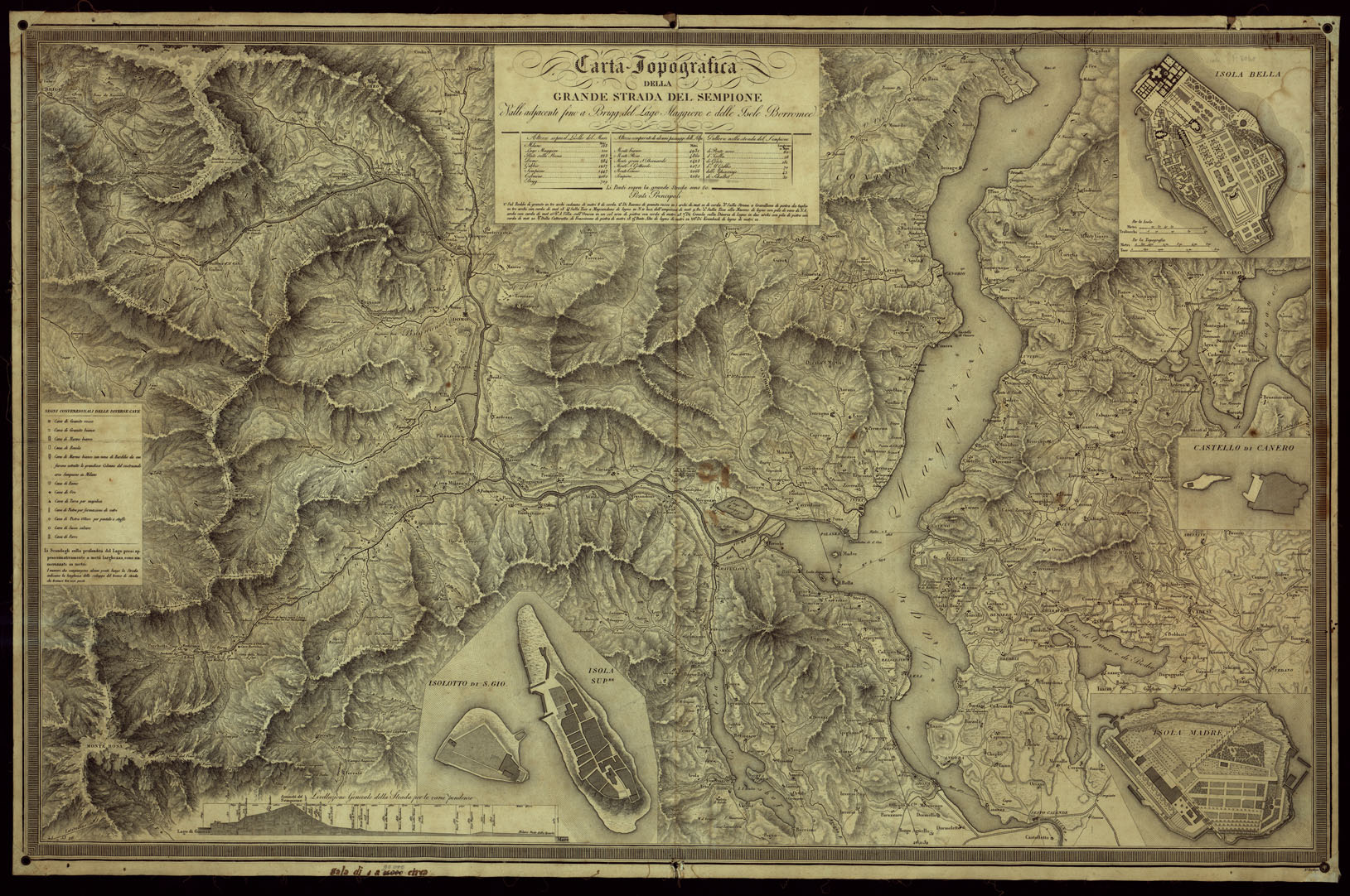 (N:6071) CARTA TOPOGRAFICA DELLA GRANDE STRADA DEL SEMPIONE VALLI ADIACENTI FINO A BRIGG. DEL LAGO MAGGIORE E DELLE ISOLE BORROMEE. (CA003332) Carte e stampe antiche: riproduzione a colori su carta (formato A1)