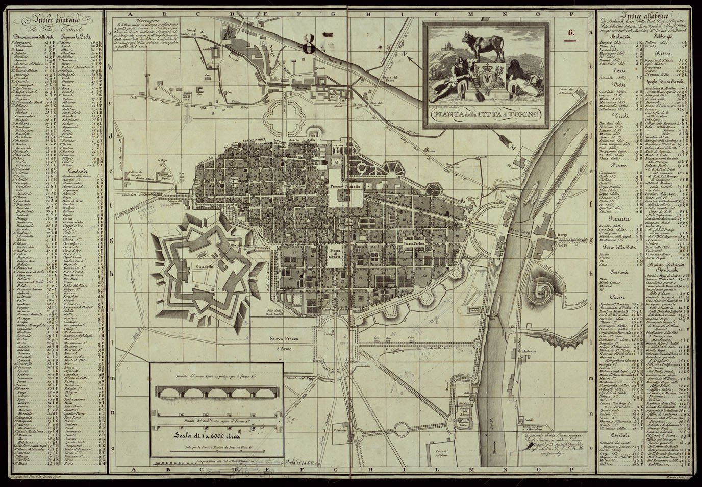 (N:771) PIANTA DELLA CITTA' DI TORINO. (CA003382) Carte e stampe antiche: riproduzione a colori su carta (formato A1)