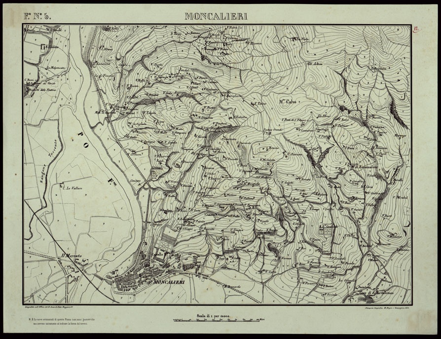 (N:687) TORINO E DINTORNI - F.N. 5 MONCALIERI (CA003399) Carte e stampe antiche: riproduzione a colori su carta (formato A1)