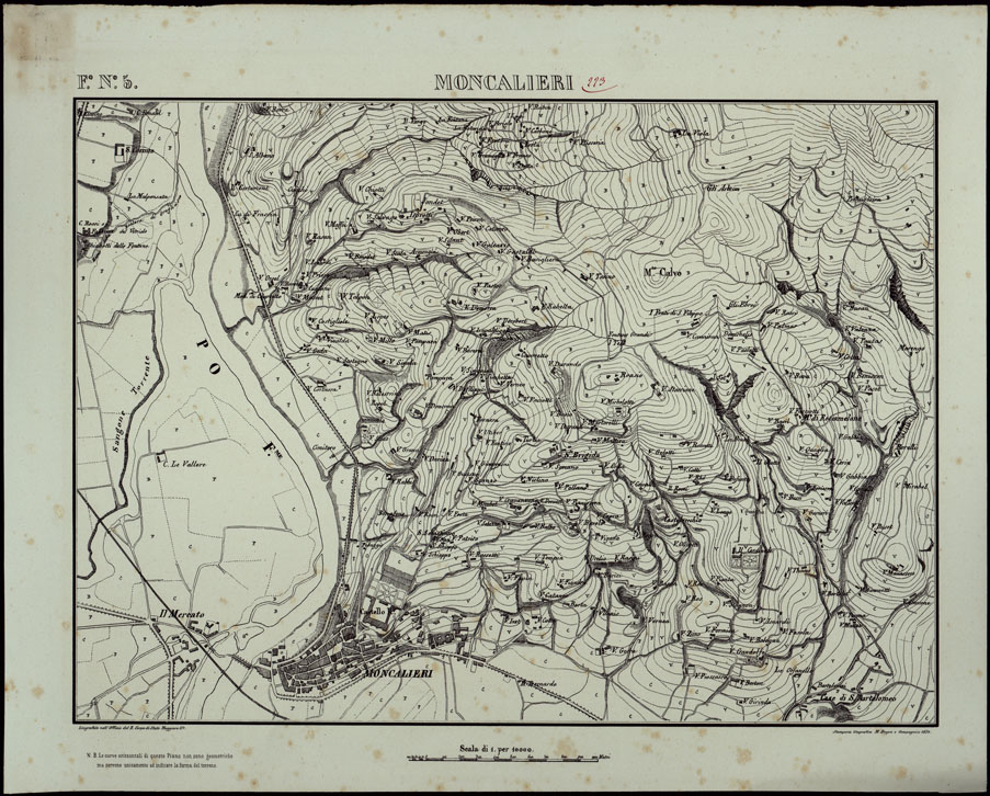 (N:23963) TORINO E DINTORNI - F.N. 5. MONCALIERI (CON SFUMO) (CA003406) Carte e stampe antiche: riproduzione a colori su carta (formato A1)
