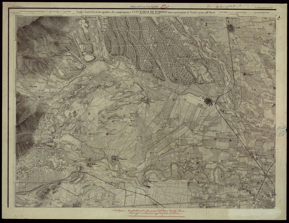 (N:23965) CONTORNI DI TORINO SECONDA EDIZIONE - FOGLIO 1 (CA003414) Carte e stampe antiche: riproduzione a colori su carta (formato A1)