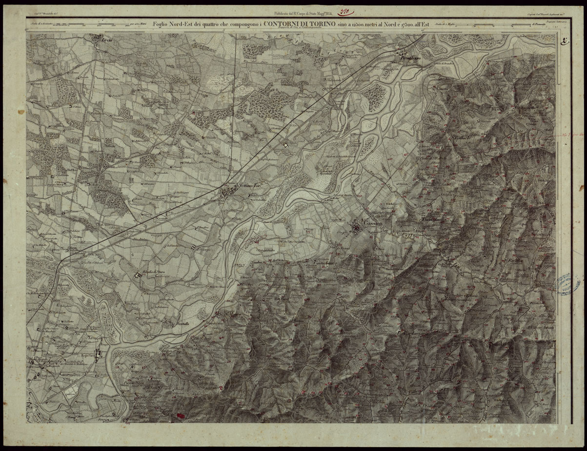 (N:23966) CONTORNI DI TORINO TERZA EDIZIONE - FOGLIO 2 (CA003415) Carte e stampe antiche: riproduzione a colori su carta (formato A1)