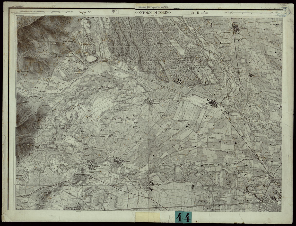 (N:23970) CONTORNI DI TORINO TERZA EDIZIONE - FOGLIO 1 (CA003418) Carte e stampe antiche: riproduzione a colori su carta (formato A1)