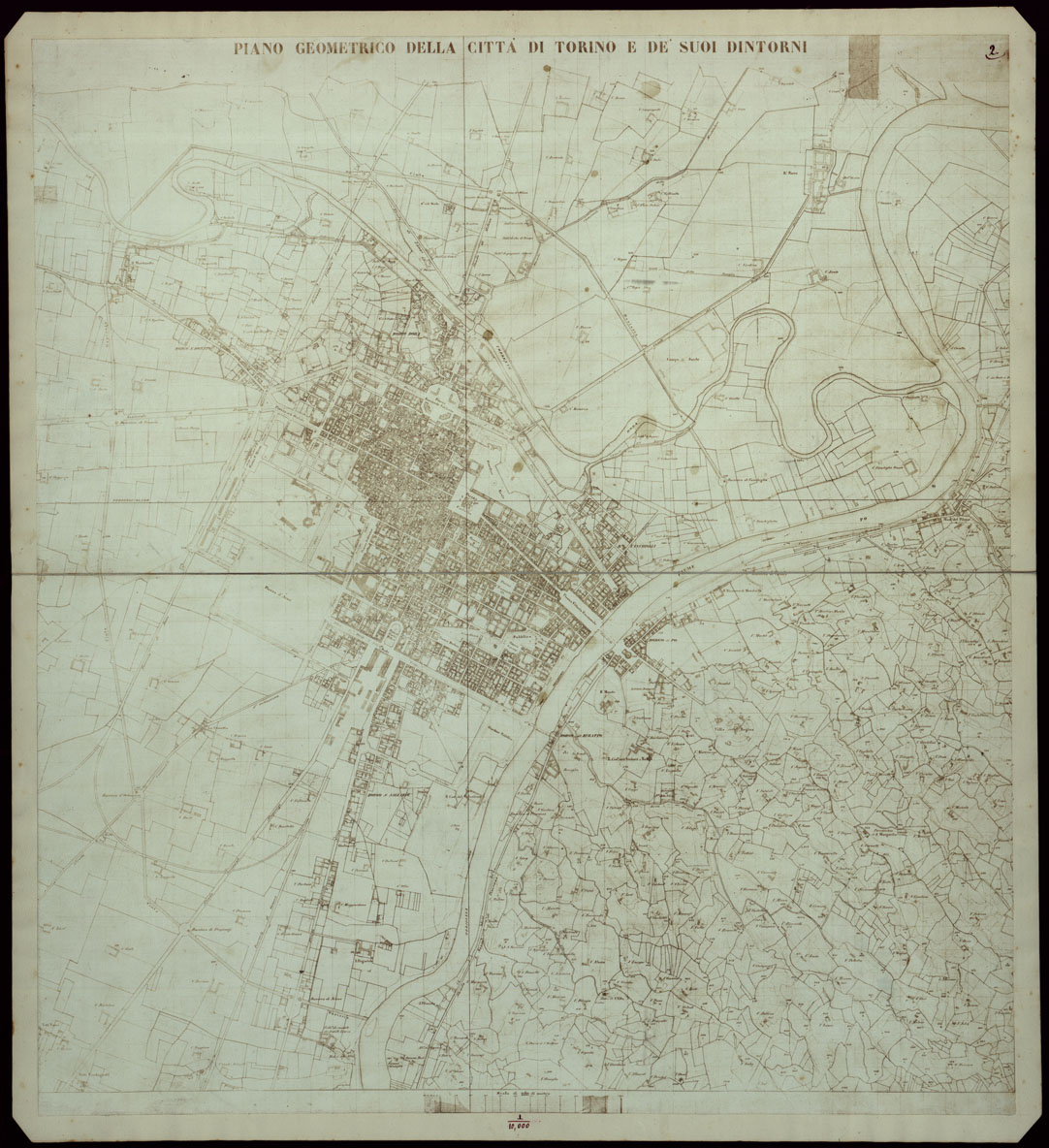 (N:23975) PIANO GEOMETRICO DELLA CITTA' DI TORINO E DE SUOI DINTORNI (CA003431) Carte e stampe antiche: riproduzione a colori su carta (formato A1)