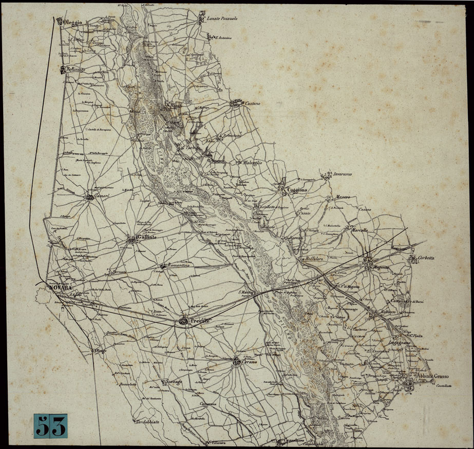 (N:6056) TERRITORIO A NORD EST DI NOVARA TRA OLEGGIO E DONATO POZZUOLO, ABBIATEGRASSO E CASSOLNOVO (CA003470) Carte e stampe antiche: riproduzione a colori su carta (formato A1)