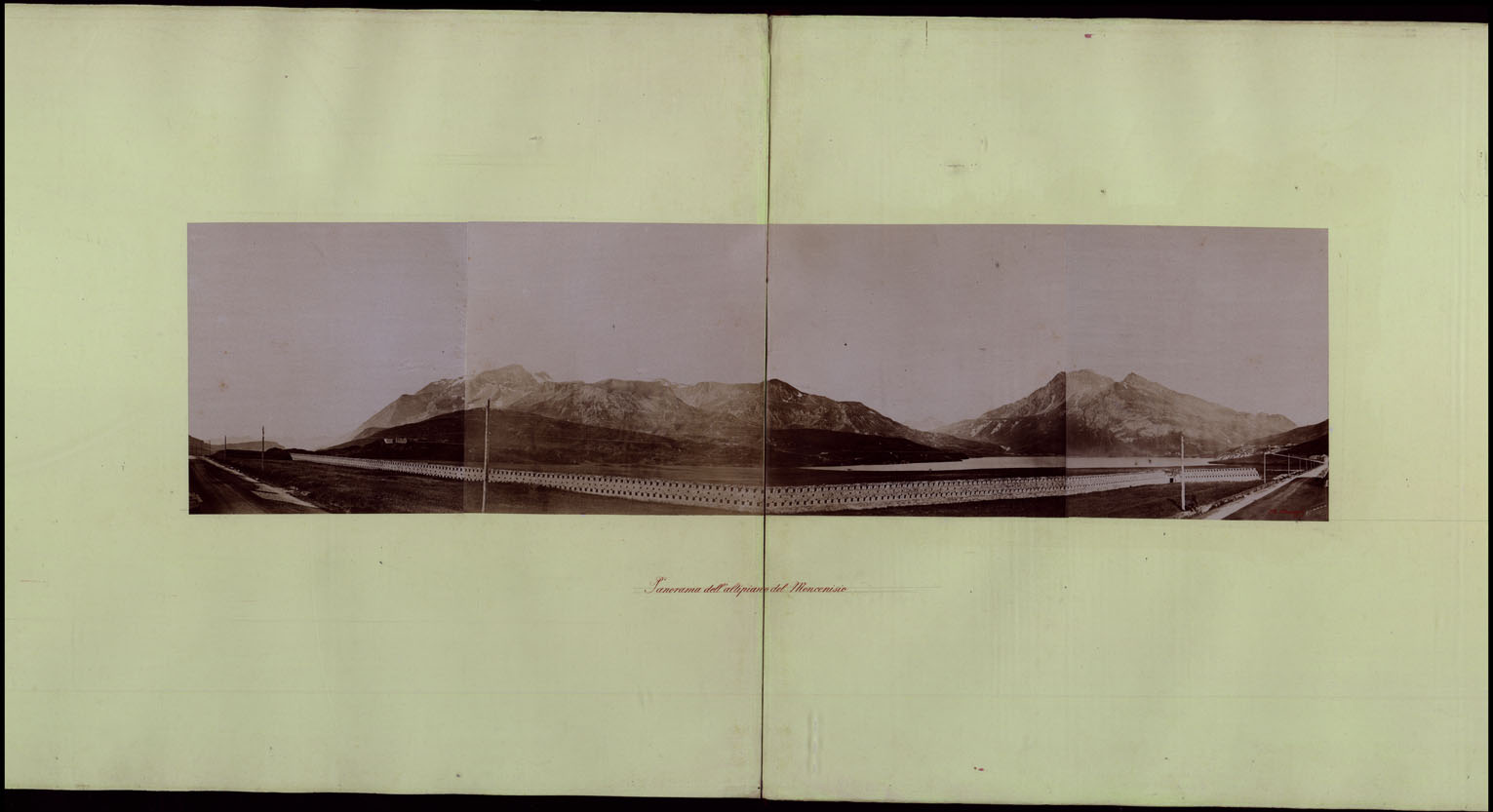 (N:23999) TRENTADUE PANORAMI FOTOGRAFICI ESEGUITI DAL TENENTE DI STATO MAGGIORE SIG. MANZI NEL 1876, PER STUDI SULLA FOTOTOPOGRAFIA - PANORAMA DELL'ALTIPIANO DEL MONCENISIO. (CA003487) Carte e stampe antiche: riproduzione a colori su carta (formato A1)