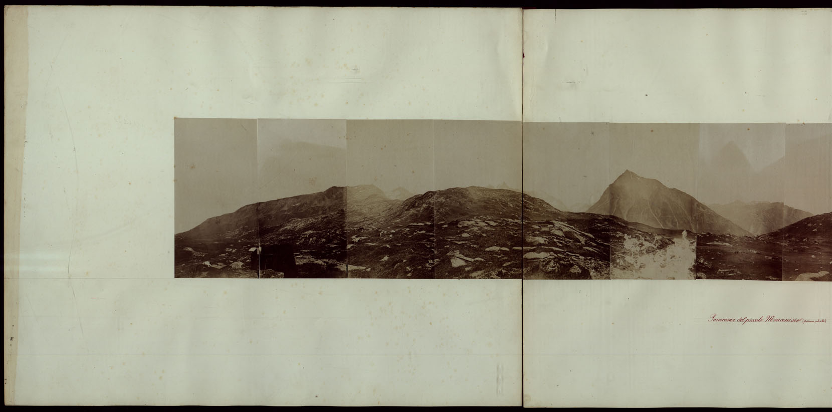 (N:24001) TRENTADUE PANORAMI FOTOGRAFICI ESEGUITI DAL TENENTE DI STATO MAGGIORE SIG. MANZI NEL 1876, PER STUDI SULLA FOTOTOPOGRAFIA - PANORAMA DEL PICCOLO MONCENISIO (STAZIONE SUL COLLE) (CA003489, CA003490) Carte e stampe antiche: riproduzione a colori su carta (formato A1)