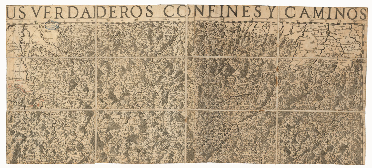 (N:24017) CARTA DE LA RIVERA DE GENOVA CON SUS VERDADEROS CONFINES Y CAMINOS TOPOGRAPHIA DE LA LIGURIA DEDICADA A LCELL.MO SENOR CONDE DE MELGAR GOVERNADORY CAPITAN GENERAL DEL ESTADO DE MILAN POR D. JOSEPH CHAFRION ING. DEL EX QHIZOY DEL MDCLXXXV - FOGLIO 2 (CA003509) Carte e stampe antiche: riproduzione a colori su carta (formato A1)