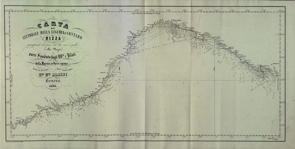 (N:14158) PORTOLANO DELLA LIGURIA - CARTA DEL LITTORALE DELLA LIGURIA E CONTADO DI NIZZA. (CA003543) Carte e stampe antiche: riproduzione a colori su carta (formato A1)