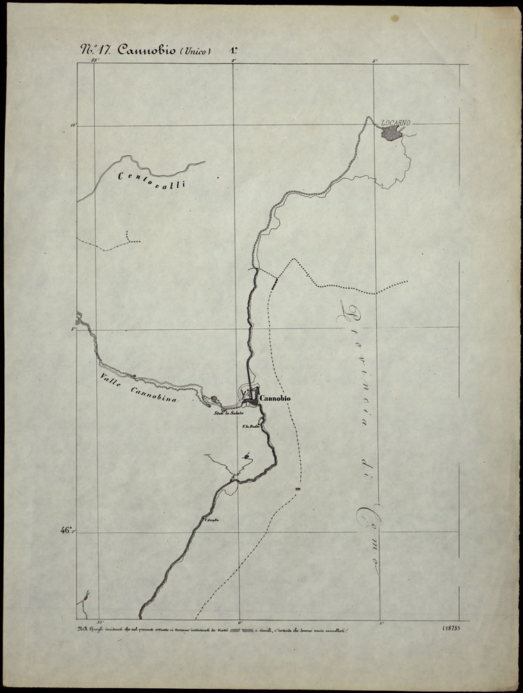 (N:24257) CARTA TOPOGRAFICA DEGLI STATI IN TERRAFERMA DI S.M. IL RE DI SARDEGNA ALLA SCALA DI 1.A 50.000. OPERA DEL CORPO REALE DELLO STATO MAGGIORE - FOGLIO N.17. CANNOBIO + DOCEMENTO DI AGGIORNAMENTO (CA003748, CA003749) Carte e stampe antiche: riproduzione a colori su carta (formato A1)