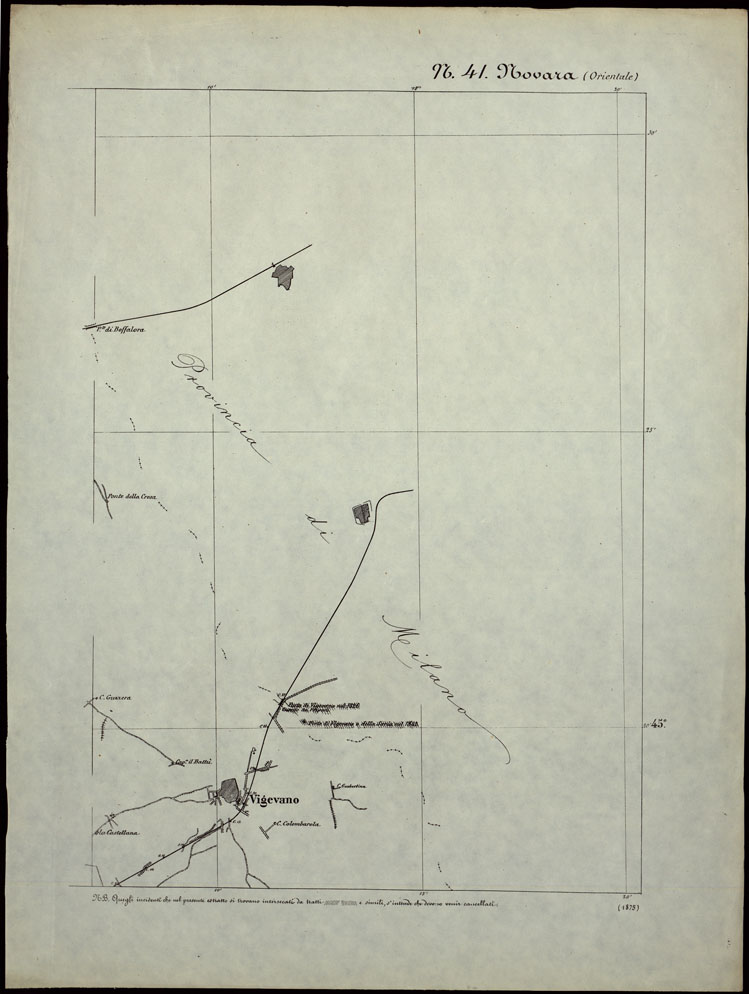 (N:24281) CARTA TOPOGRAFICA DEGLI STATI IN TERRAFERMA DI S.M. IL RE DI SARDEGNA ALLA SCALA DI 1.A 50.000. OPERA DEL CORPO REALE DELLO STATO MAGGIORE - FOGLIO N.41. NOVARA + DOCUMENTO DI AGGIORNAMENTO PARTE OCCIDENTALE E ORIENTALE (CA003784, CA003785, CA003786) Carte e stampe antiche: riproduzione a colori su carta (formato A1)
