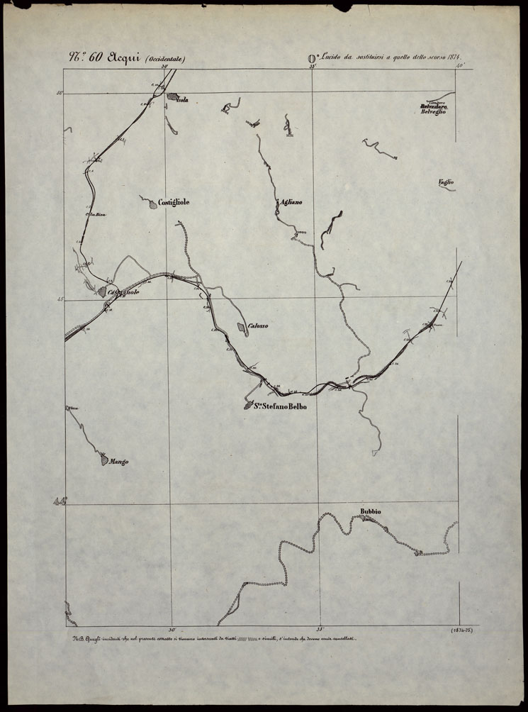(N:24301) CARTA TOPOGRAFICA DEGLI STATI IN TERRAFERMA DI S.M. IL RE DI SARDEGNA ALLA SCALA DI 1.A 50.000. OPERA DEL CORPO REALE DELLO STATO MAGGIORE - FOGLIO N.60. ACQUI + DOCUMENTO DI AGGIORNAMENTO PARTE OCCIDENTALE E ORIENTALE (CA003817, CA003818, CA003819) Carte e stampe antiche: riproduzione a colori su carta (formato A1)