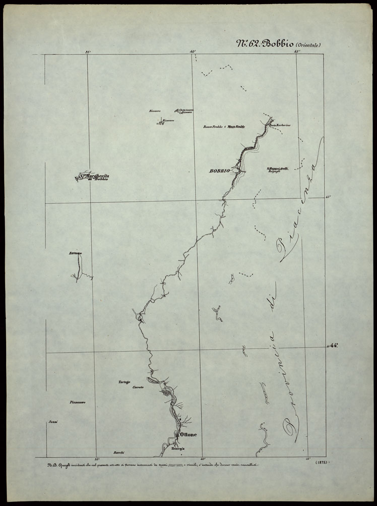 (N:24303) CARTA TOPOGRAFICA DEGLI STATI IN TERRAFERMA DI S.M. IL RE DI SARDEGNA ALLA SCALA DI 1.A 50.000. OPERA DEL CORPO REALE DELLO STATO MAGGIORE - FOGLIO N.62. BOBBIO + DOCUMENTO DI AGGIORNAMENTO PARTE OCCIDENTALE E ORIENTALE (CA003825, CA003824, CA003823) Carte e stampe antiche: riproduzione a colori su carta (formato A1)