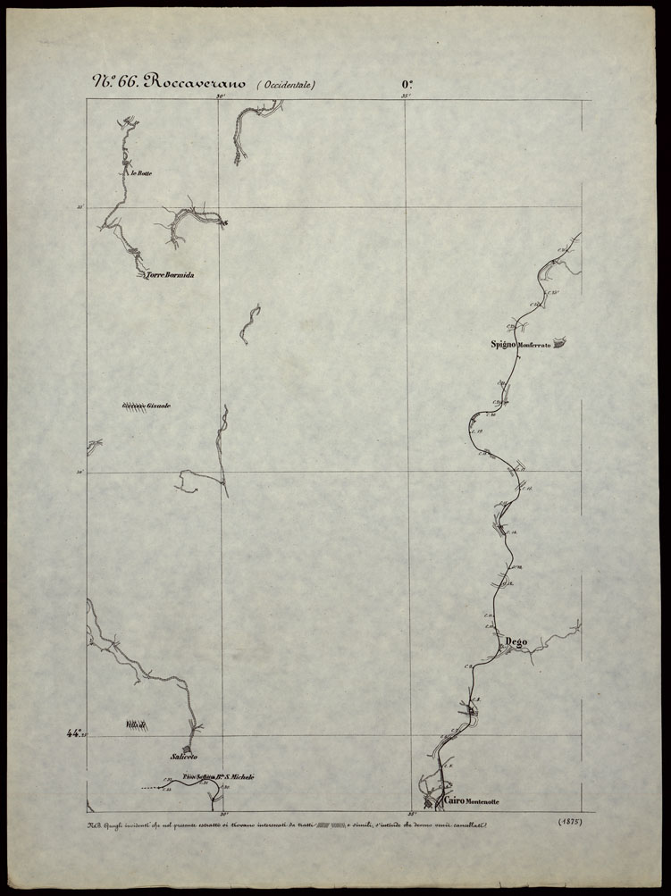 (N:24307) CARTA TOPOGRAFICA DEGLI STATI IN TERRAFERMA DI S.M. IL RE DI SARDEGNA ALLA SCALA DI 1.A 50.000. OPERA DEL CORPO REALE DELLO STATO MAGGIORE - FOGLIO N.66. - ROCCAVERANO + DOCUMENTO DI AGGIORNAMENTO PARTE OCCIDENTALE E ORIENTALE (CA003829, CA003830, CA003831) Carte e stampe antiche: riproduzione a colori su carta (formato A1)