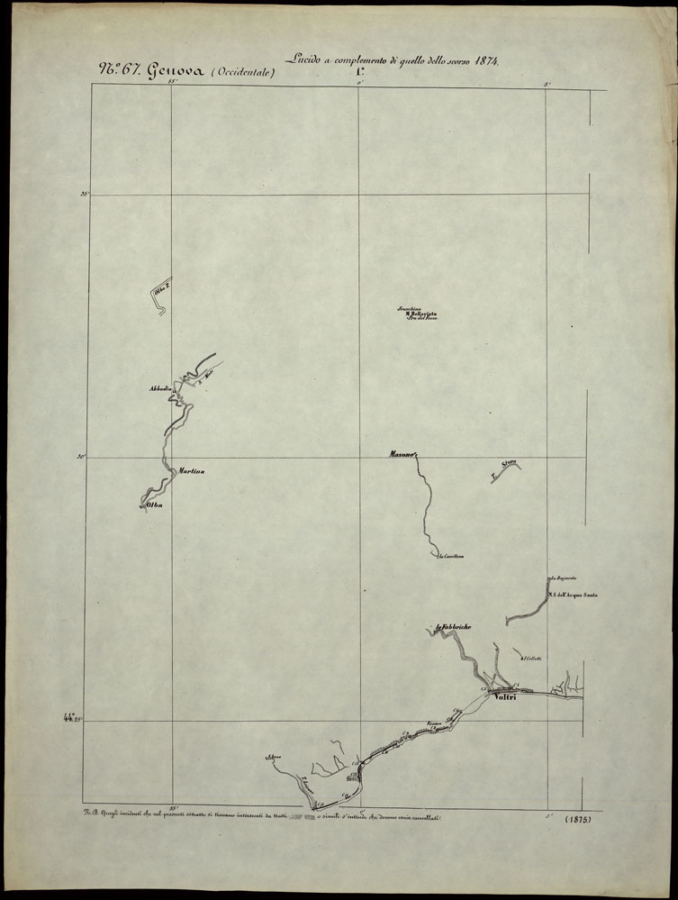 (N:24308) CARTA TOPOGRAFICA DEGLI STATI IN TERRAFERMA DI S.M. IL RE DI SARDEGNA ALLA SCALA DI 1.A 50.000. OPERA DEL CORPO REALE DELLO STATO MAGGIORE - FOGLIO N.67. GENOVA + DOCUMENTO DI AGGIORNAMENTO PARTE OCCIDENTALEE ORIENTALE (CA003832, CA003833, CA003834) Carte e stampe antiche: riproduzione a colori su carta (formato A1)