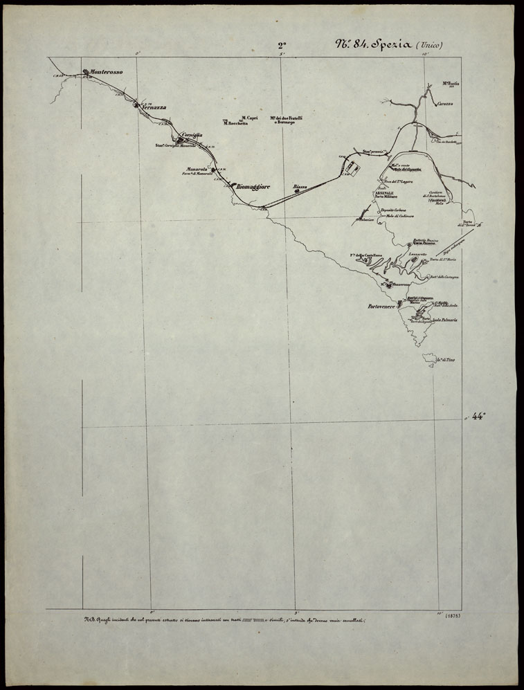 (N:24325) CARTA TOPOGRAFICA DEGLI STATI IN TERRAFERMA DI S.M. IL RE DI SARDEGNA ALLA SCALA DI 1.A 50.000. OPERA DEL CORPO REALE DELLO STATO MAGGIORE - FOGLIO N.84.  SPEZIA + DOCUMENTO DI AGGIORNAMENTO UNICO (CA003869, CA003870) Carte e stampe antiche: riproduzione a colori su carta (formato A1)