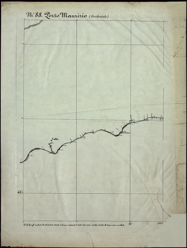 (N:24329) CARTA TOPOGRAFICA DEGLI STATI IN TERRAFERMA DI S.M. IL RE DI SARDEGNA ALLA SCALA DI 1.A 50.000. OPERA DEL CORPO REALE DELLO STATO MAGGIORE - FOGLIO N.88.  PORTO MAURIZIO + DOCUMENTO DI AGGIORNAMENTO PARTE OCCIDENTALE E ORIENTALE. (CA003876, CA003877, CA003878) Carte e stampe antiche: riproduzione a colori su carta (formato A1)