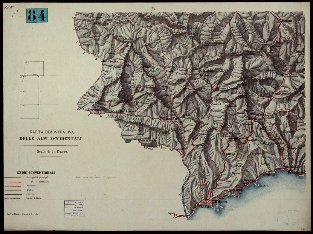 (N:24494) CARTA DIMOSTRATIVA DELLE ALPI OCCIDENTALI - Tavola IV (CA003996) Carte e stampe antiche: riproduzione a colori su carta (formato A1)