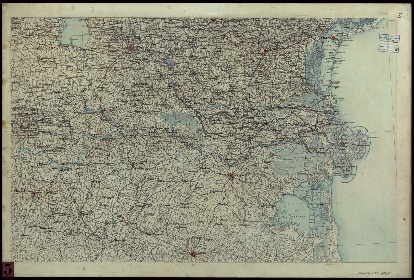 (N:10880) ITALIA SUPERIORE PARTE ORIENTALE - Foglio 7 (CA004040) Carte e stampe antiche: riproduzione a colori su carta (formato A1)