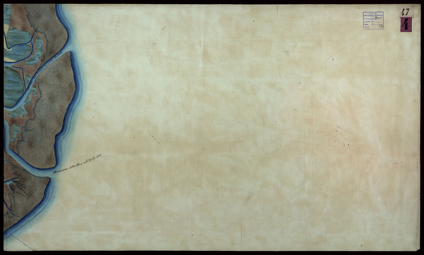 (N:9197) Corografia del fiume Po dalla confluenza del Ticino al Mare Adriatico, col riferimento ai fogli parziali della Carta Generale -Tavola 47 (CA004090) Carte e stampe antiche: riproduzione a colori su carta (formato A1)