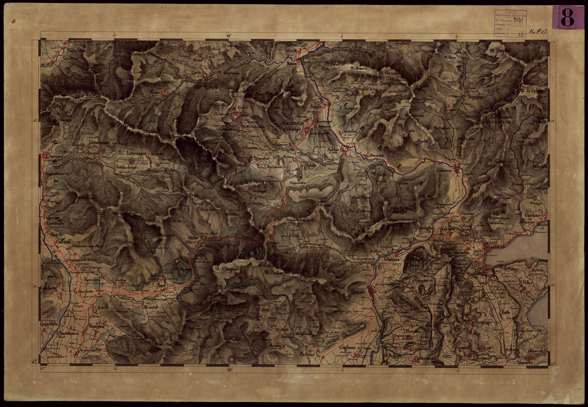 (N:1891) CARTA TOPOGRAFICA DEL REGNO LOMBARDO-VENETO - FOGLIO F.7 (CA004108) Carte e stampe antiche: riproduzione a colori su carta (formato A1)