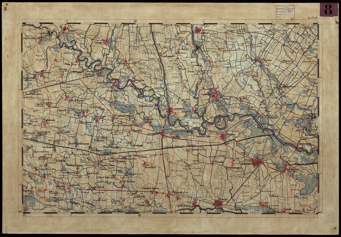 (N:1888) CARTA TOPOGRAFICA DEL REGNO LOMBARDO-VENETO - FOGLIO F.10 (CA004111) Carte e stampe antiche: riproduzione a colori su carta (formato A1)