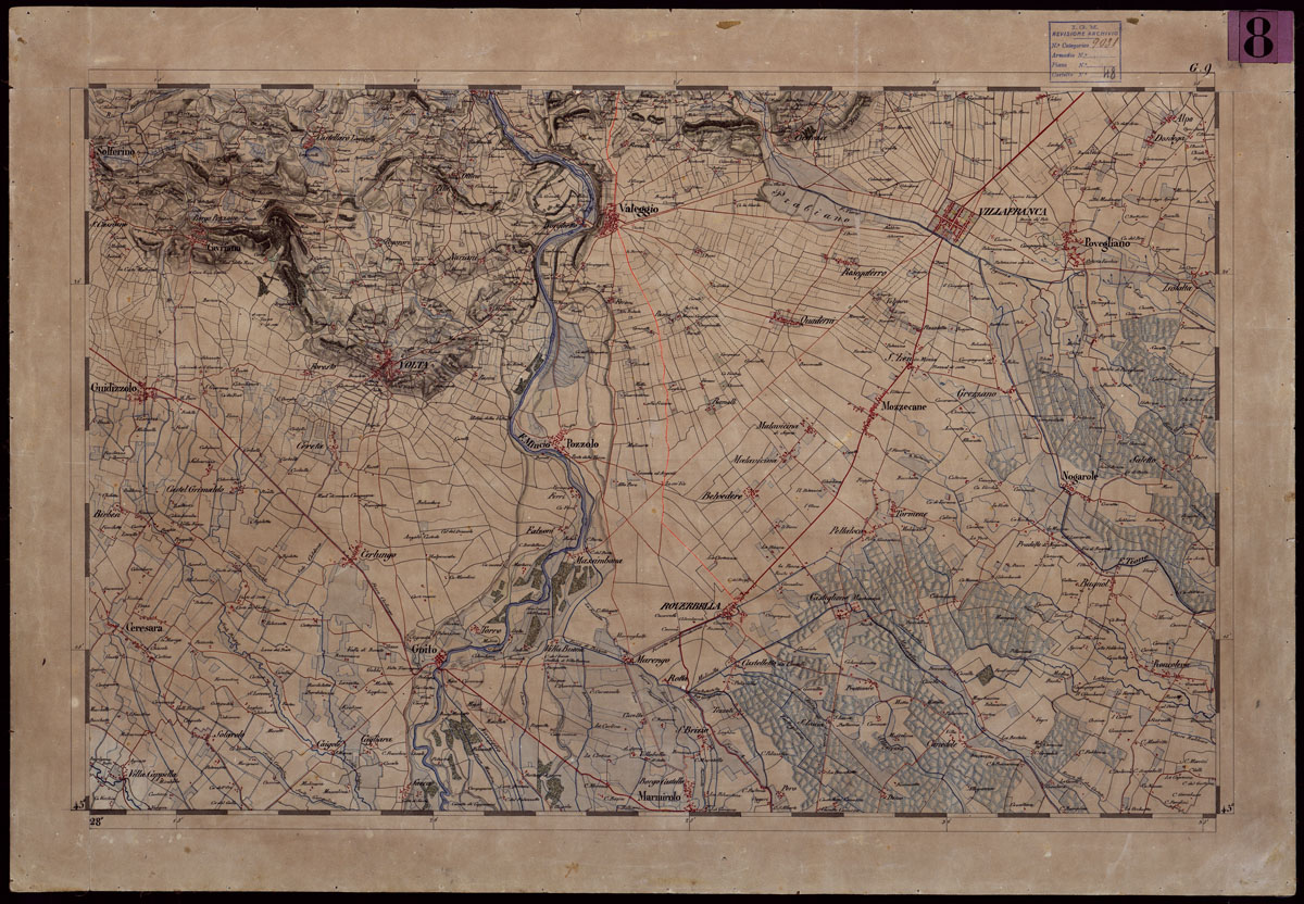 (N:1899) CARTA TOPOGRAFICA DEL REGNO LOMBARDO-VENETO  - FOGLIO G9 (CA004116) Carte e stampe antiche: riproduzione a colori su carta (formato A1)
