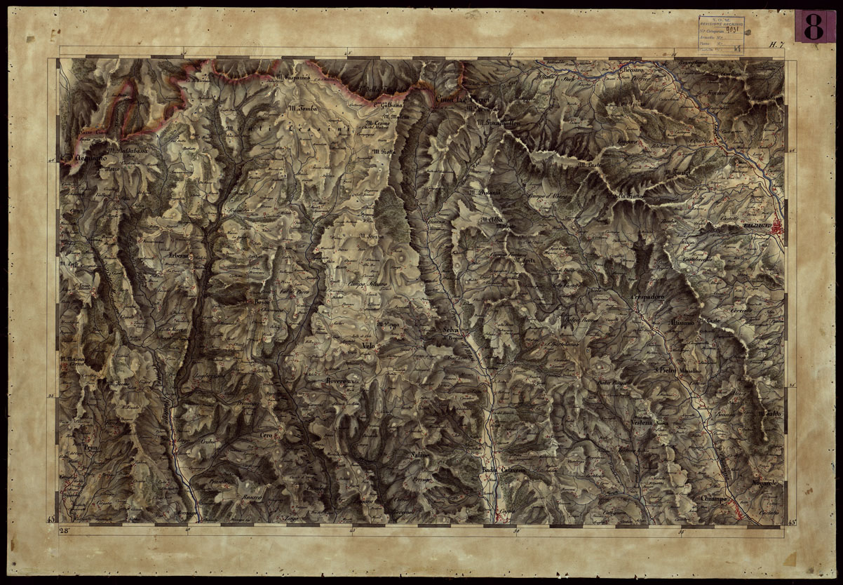 (N:1903) CARTA TOPOGRAFICA DEL REGNO LOMBARDO-VENETO - FOGLIO H.7 (CA004120) Carte e stampe antiche: riproduzione a colori su carta (formato A1)