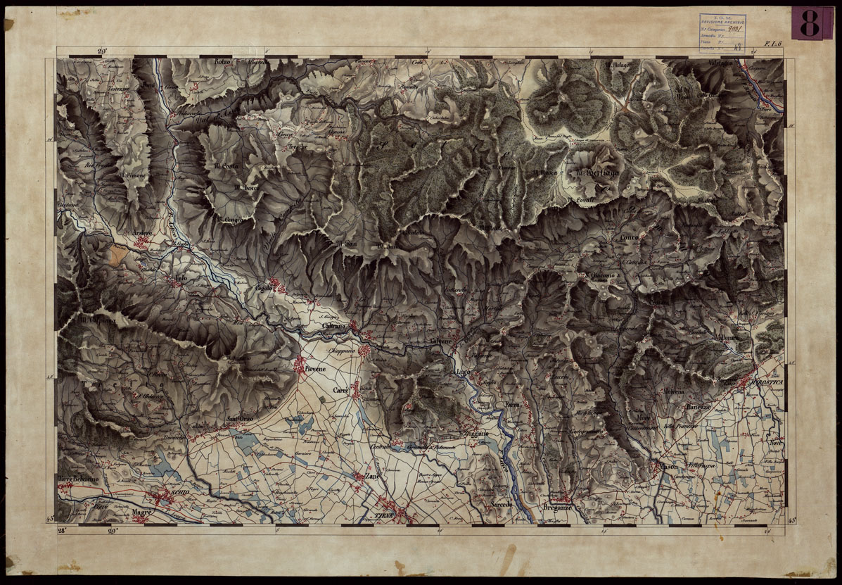 (N:1908) CARTA TOPOGRAFICA DEL REGNO LOMBARDO-VENETO - FOGLIO I.6 (CA004125) Carte e stampe antiche: riproduzione a colori su carta (formato A1)