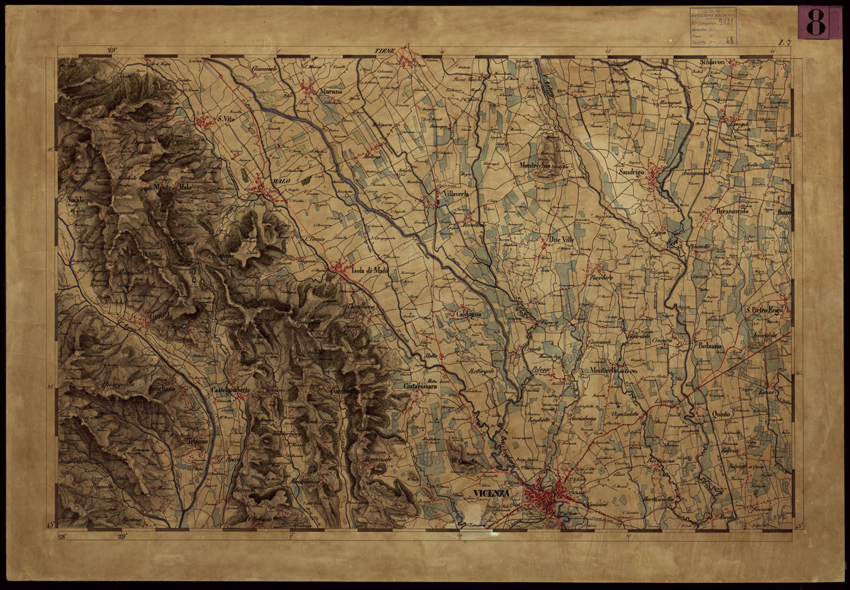 (N:1909) CARTA TOPOGRAFICA DEL REGNO LOMBARDO-VENETO - FOGLIO I.7 (CA004126) Carte e stampe antiche: riproduzione a colori su carta (formato A1)