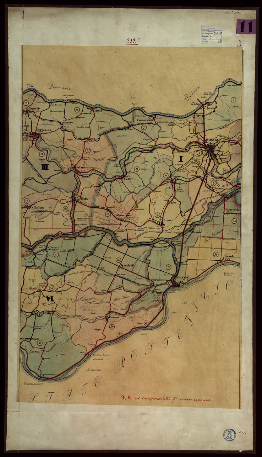 (N:14117) CARTA DEL POLESINE ALLA SCALA DI 43.200 - TAVOLA 3 (CA004134) Carte e stampe antiche: riproduzione a colori su carta (formato A1)