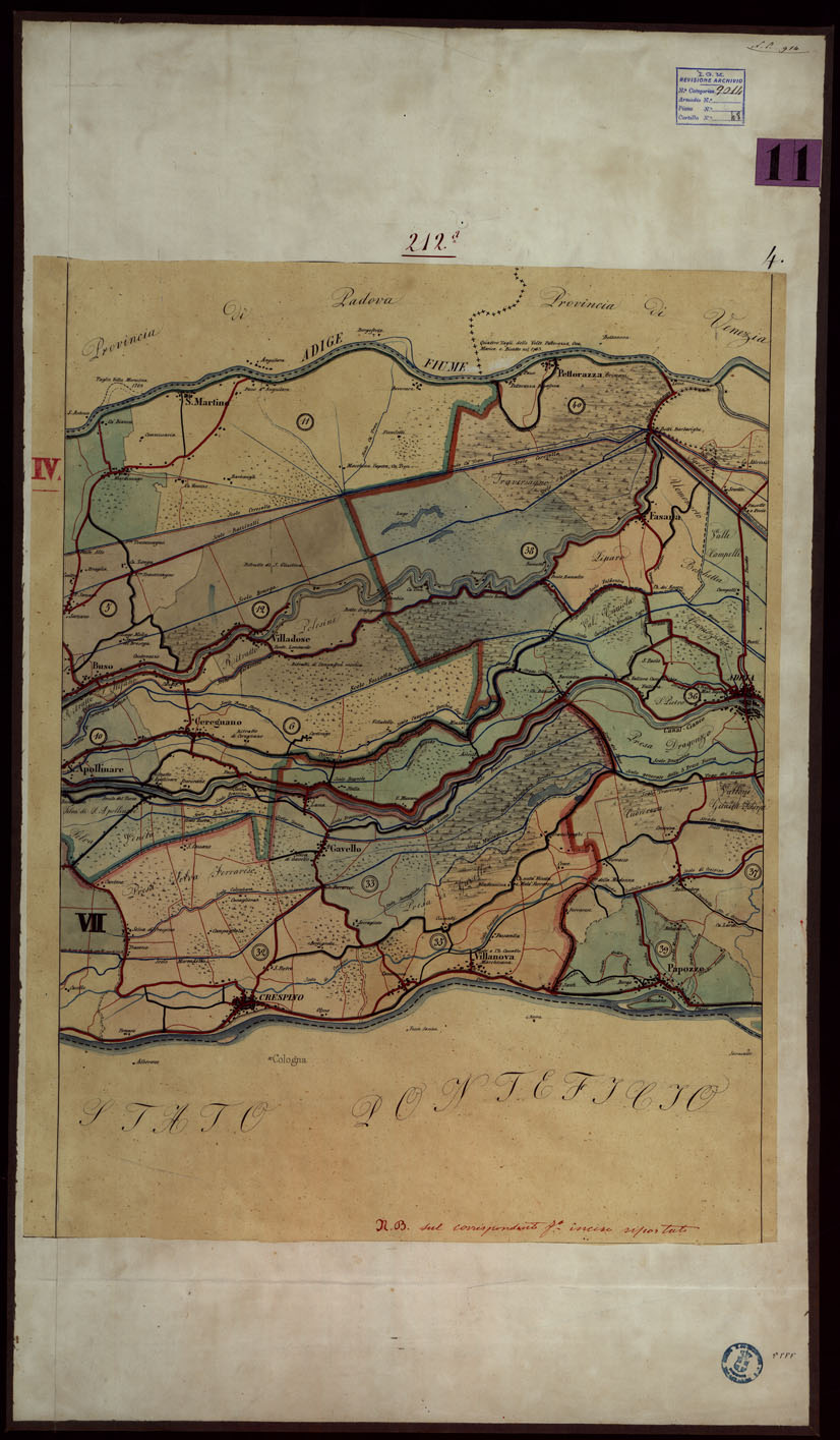 (N:14118) CARTA DEL POLESINE ALLA SCALA DI 43.200 - TAVOLA 4 (CA004135) Carte e stampe antiche: riproduzione a colori su carta (formato A1)
